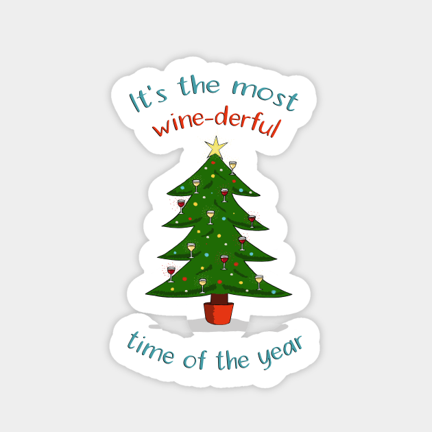 Most wine-derful time of the year Christmas print Sticker by Maddybennettart